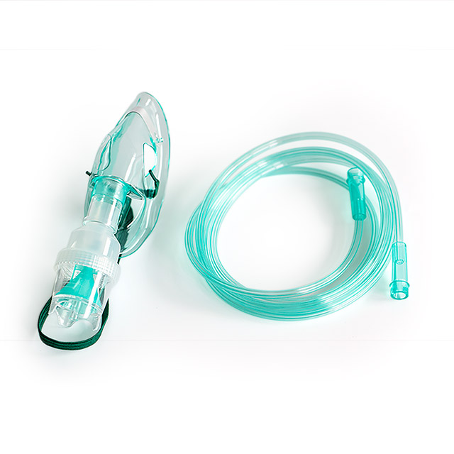 Mascarilla nebulizadora desechable médica con tubo de oxígeno